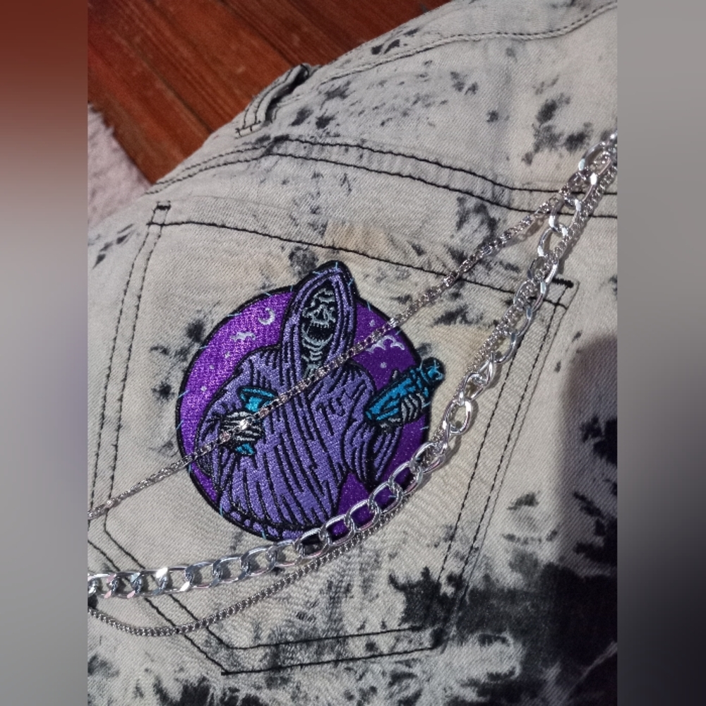 Club Exx × RAGE custom grim reaper tie dyed OOAK shorts! Rdy! - Picture 2 of 10